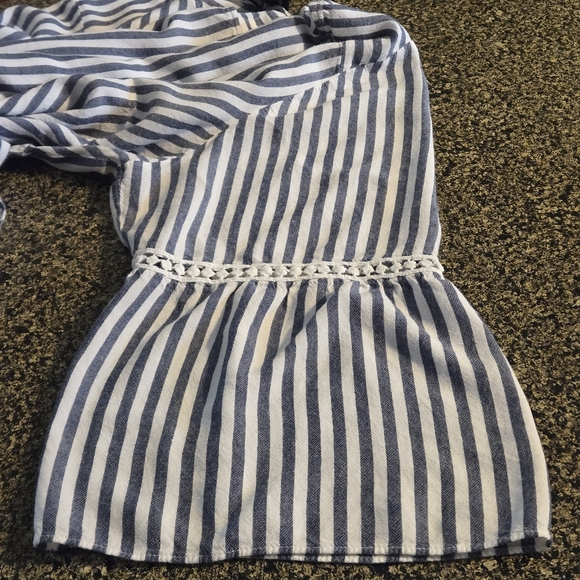 Alyx Striped Bell Sleeved Top Women's 3X Blue White Striped Soft Peasant Boho - Picture 11 of 16